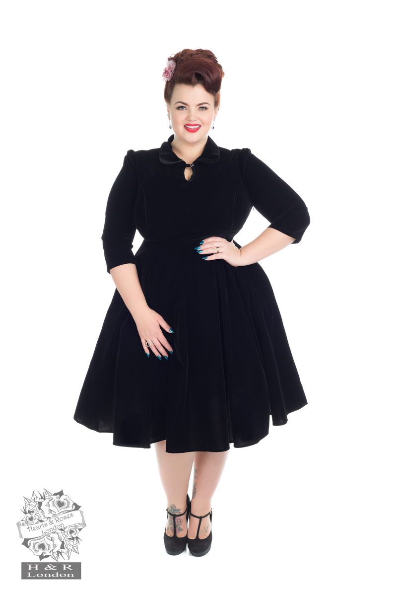 Divine Velvet Swing Dress In Black